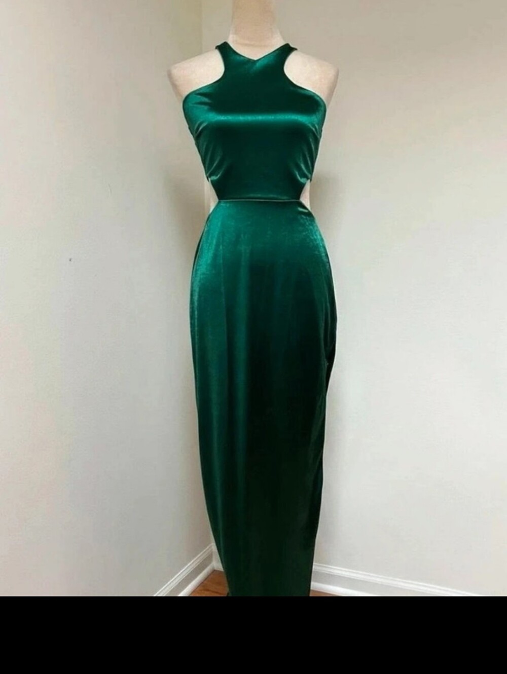 Gorgeous Lulus Emerald Green Satin Cutout Formal Dress - Size M